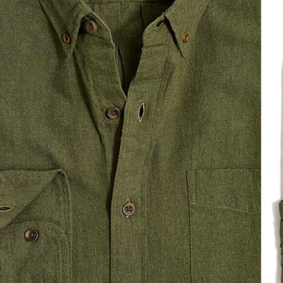 J. Crew Factory Men's Brushed Twill Shirt, Large, Heather Evergreen, EUC - Picture 2 of 6